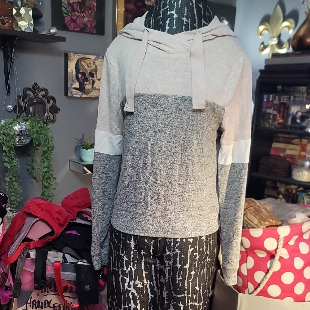 Miss Chievous Gray and Cream Colorblock Hoodie